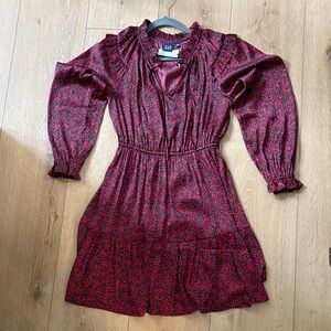 GAP Women's Burgundy Floral Long Sleeve Dress